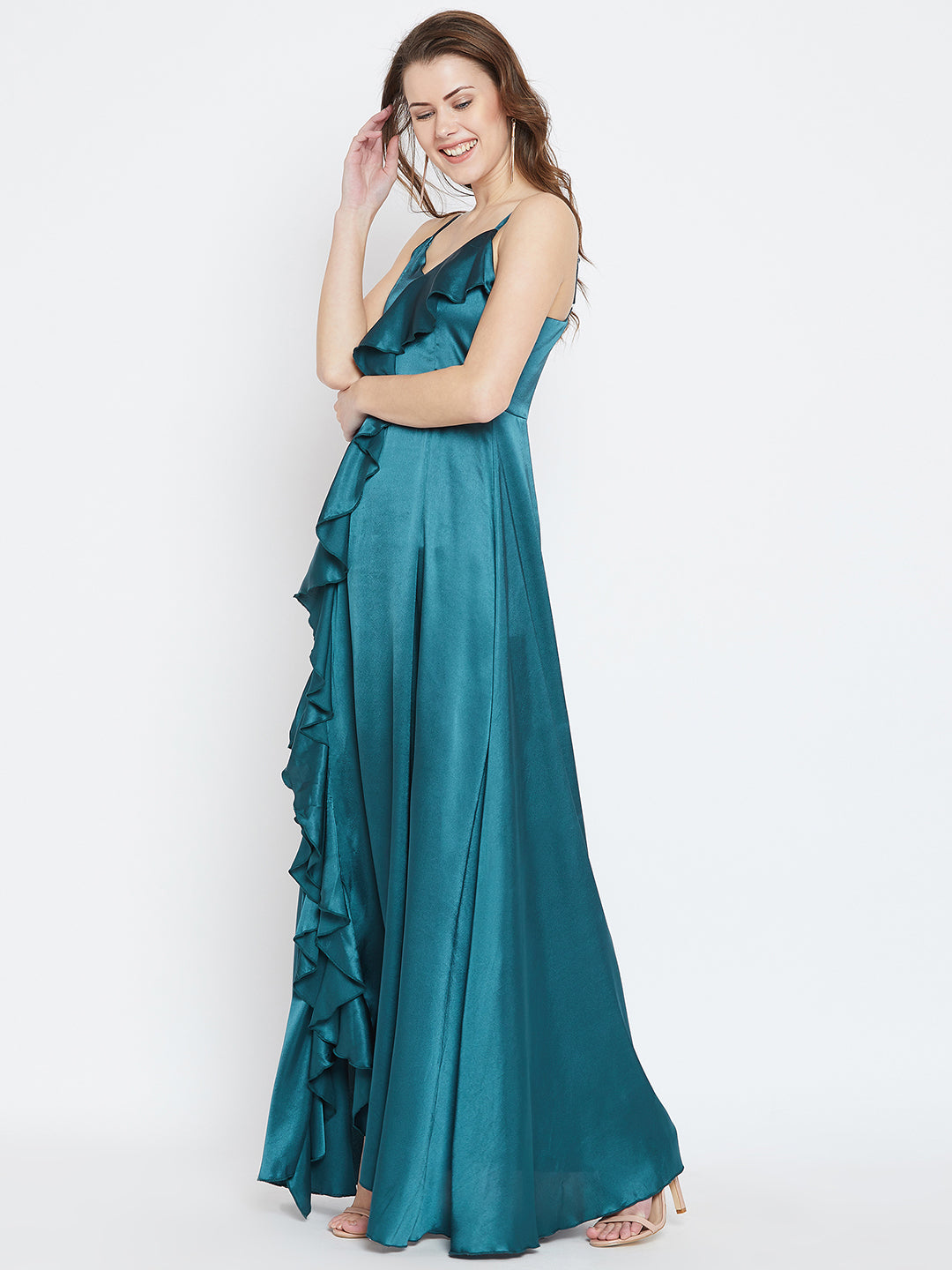 Teal Blue Solid Maxi Dress – Berrylush